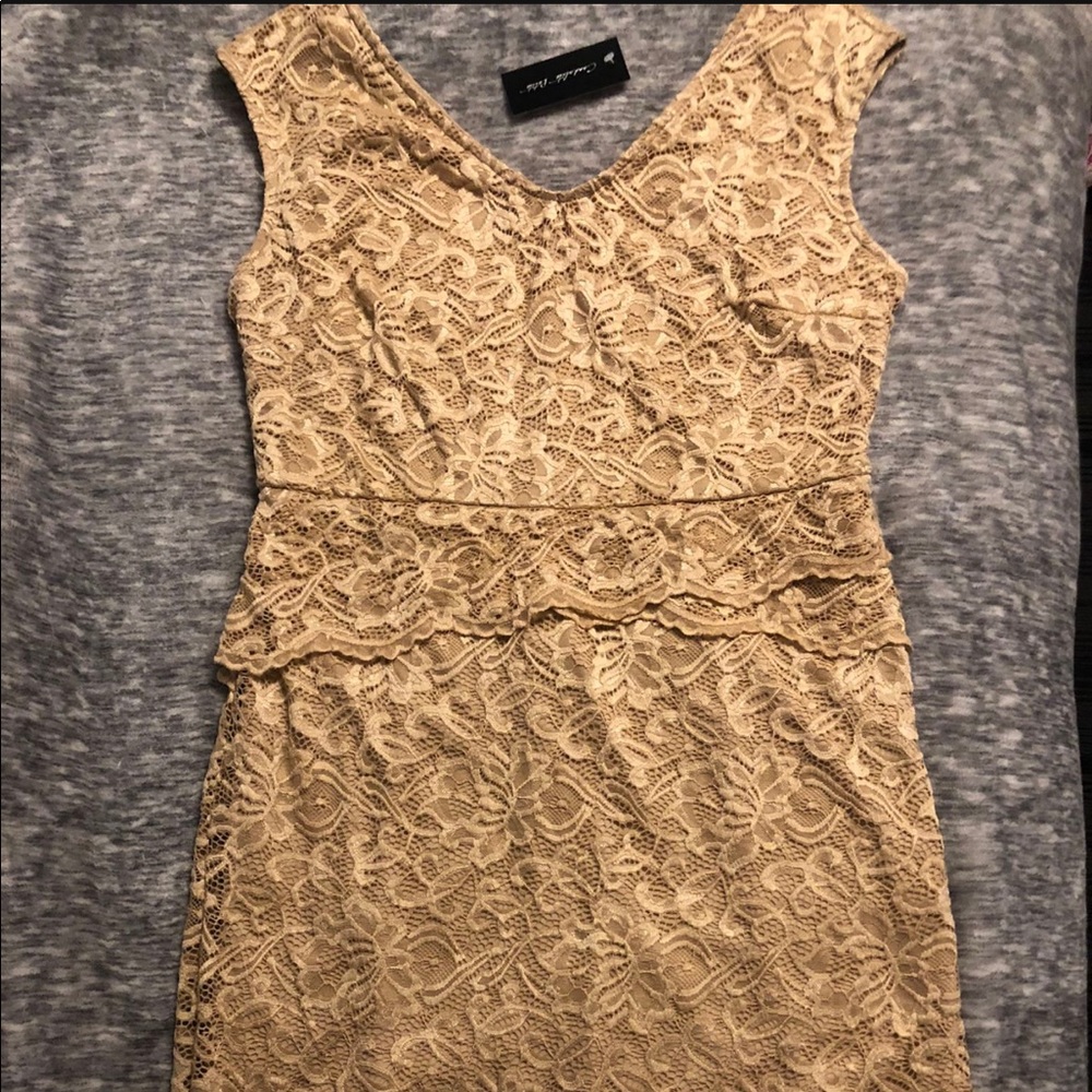 Candalite Petite Khaki Lace Dress